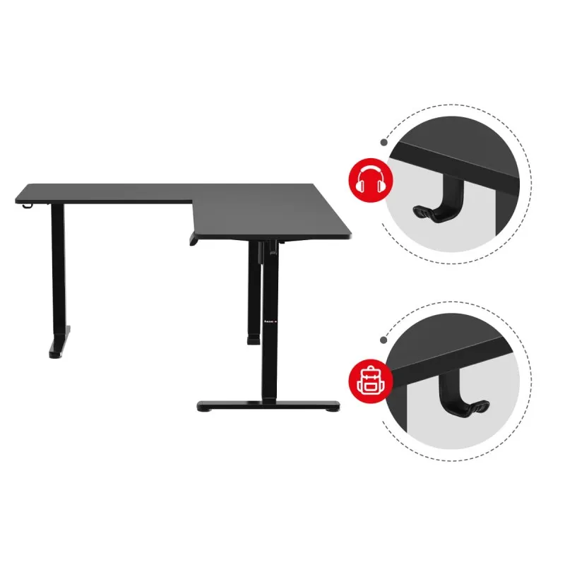 Hero 9.5 Black Electric Corner Gaming Desk 160 cm – view 23