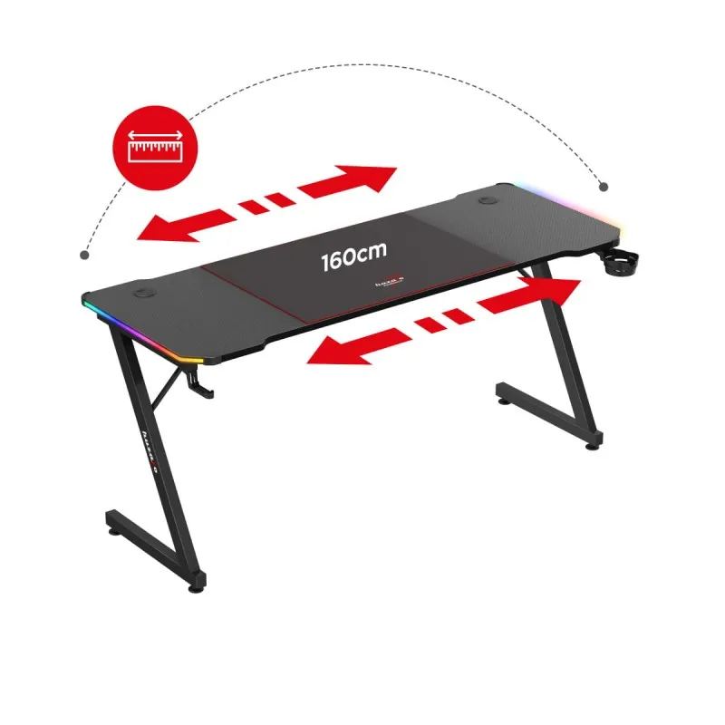 Hero 4.8 RGB Gaming Desk 160 cm with LED Lighting – view 6