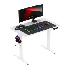 Hero 7.9 Electric Gaming Desk in white, 100 cm, perfect for gaming setups