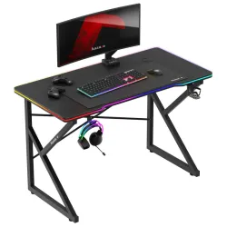 Hero 1.7 RGB Gaming Desk Black 120 cm