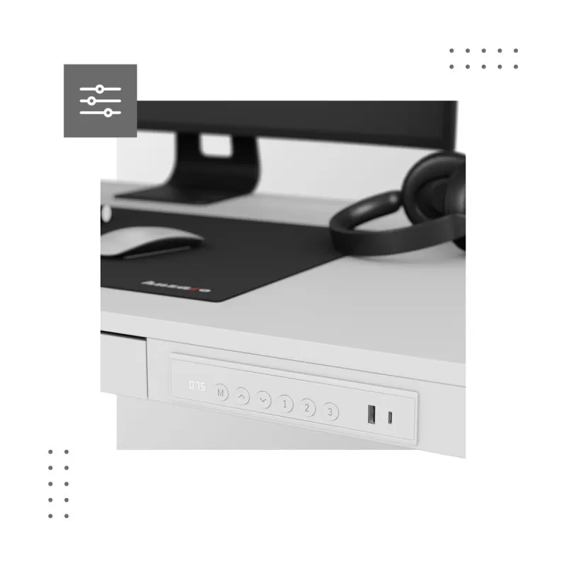 Leader 8.2 White Electric Office Desk 120 cm – view 15