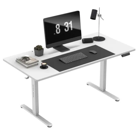 Leader 7.6 White electric office desk, 160 cm, perfect for modern workspaces