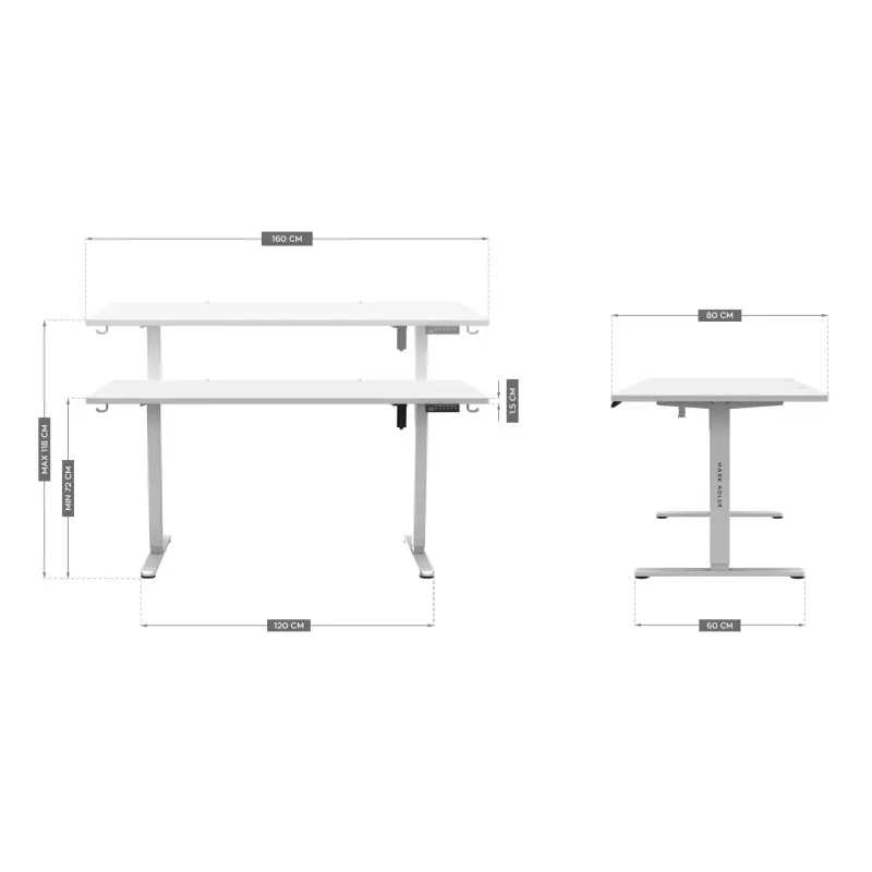 Leader 7.6 White Electric Office Desk 160 cm – view 11