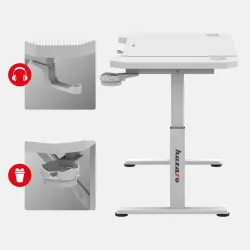 Hero 2.6 Gaming Desk White 120 cm with Adjustable Height – view 3