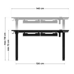 Hero 8.7 RGB Black Electric Gaming Desk 140 cm – view 10