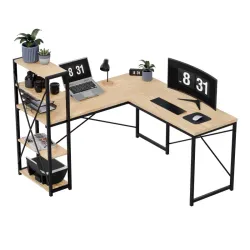 Leader 5.9 Corner Office Desk with Shelves 145 cm Oak