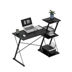 Leader 3.5 Black Office Desk with Shelves 116 cm