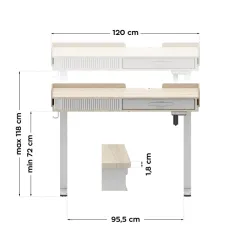 Leader 8.0 Electric Office Desk White 120 cm – view 10