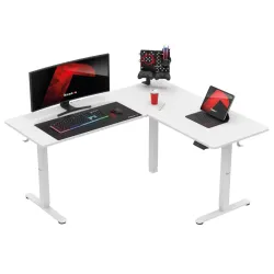 Hero 9.5 Electric Corner Gaming Desk White 160 cm