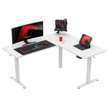 Hero 9.5 Electric Corner Gaming Desk in white 160 cm for optimal gaming setup
