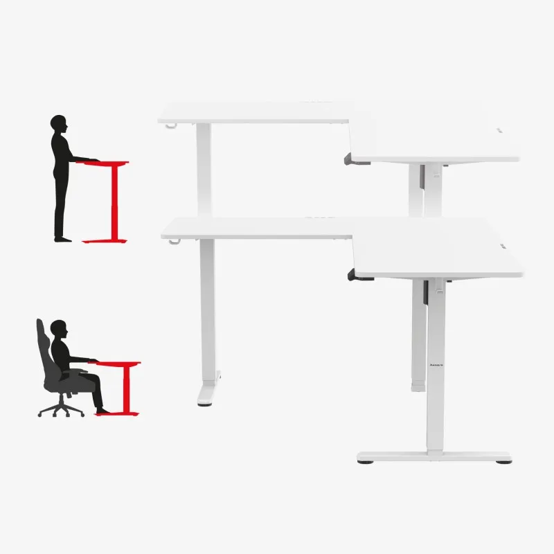 Hero 9.5 Electric Corner Gaming Desk White 160 cm – view 4