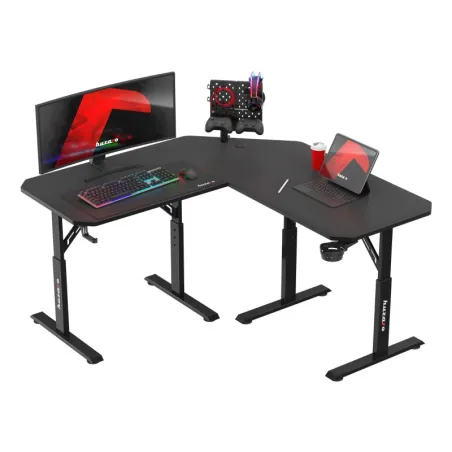 Hero 7.3 black corner gaming desk with height adjustment 140 cm