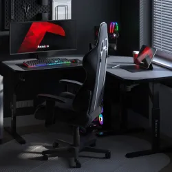 Hero 7.3 Corner Gaming Desk with Height Adjustment Black 140 cm – view 4