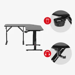 Hero 7.3 Corner Gaming Desk with Height Adjustment Black 140 cm – view 12