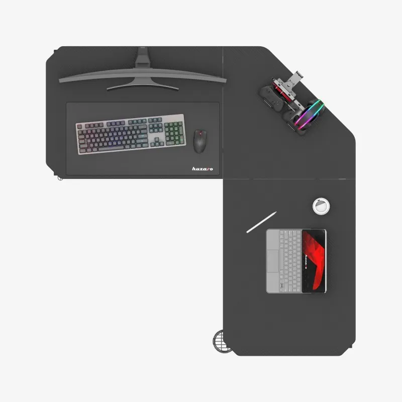 Hero 7.3 Corner Gaming Desk with Height Adjustment Black 140 cm – view 15