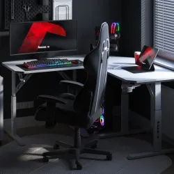 Hero 7.3 White Corner Gaming Desk 140 cm with Height Adjustment – view 4