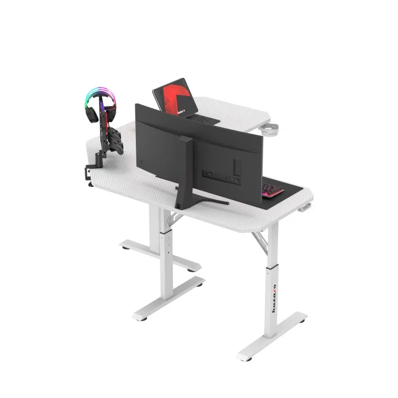 Hero 7.3 White Corner Gaming Desk 140 cm with Height Adjustment – view 6