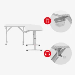 Hero 7.3 White Corner Gaming Desk 140 cm with Height Adjustment – view 13