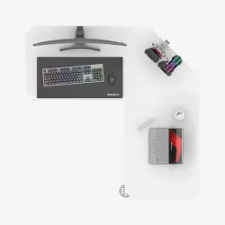 Hero 7.3 White Corner Gaming Desk 140 cm with Height Adjustment – view 16