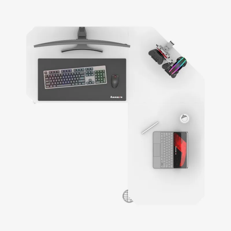 Hero 7.3 White Corner Gaming Desk 140 cm with Height Adjustment – view 16