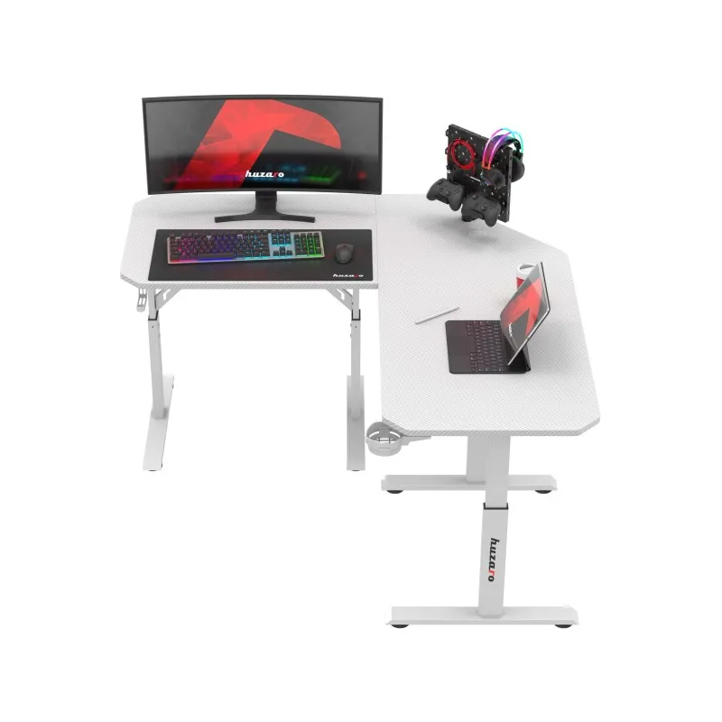 Hero 7.3 White Corner Gaming Desk 140 cm with Height Adjustment – view 18