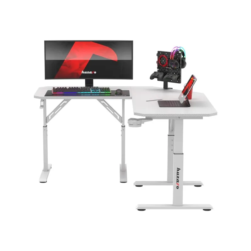 Hero 7.3 White Corner Gaming Desk 140 cm with Height Adjustment – view 20