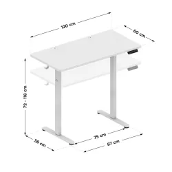 Leader 6.9 Electric Office Desk 120 cm White – view 12