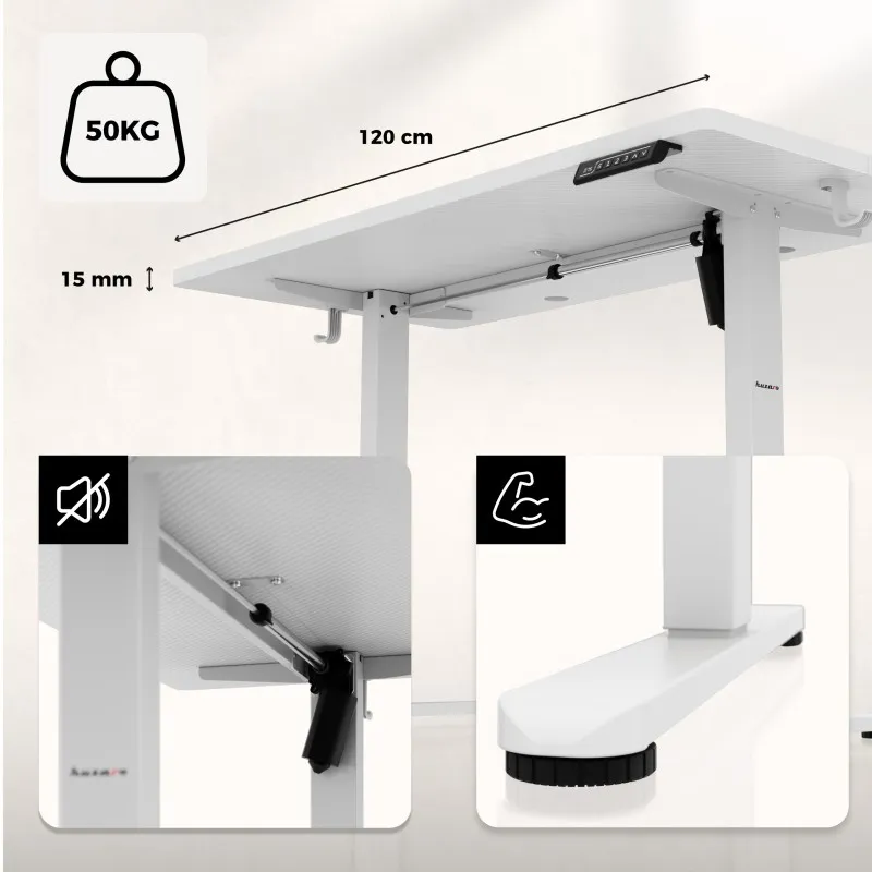 Hero 8.1 White Electric Gaming Desk 120x60cm – view 13