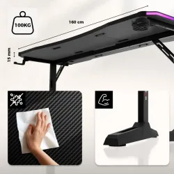 Hero 4.6 RGB Gaming Desk 160 cm Black – view 5