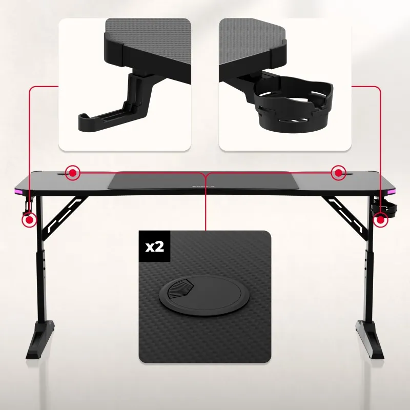 Hero 4.6 RGB Gaming Desk 160 cm Black – view 7