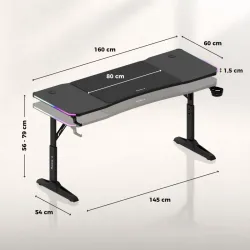 Hero 4.6 RGB Gaming Desk 160 cm Black – view 17