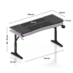 Hero 4.6 RGB Gaming Desk 160 cm Black – view 18