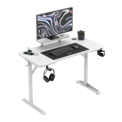 Leader 5.1 Computer Desk with Monitor Shelf White 115 cm