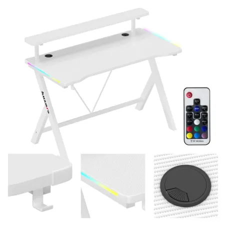 Hero 1.9 RGB gaming desk white 120 cm with LED lighting
