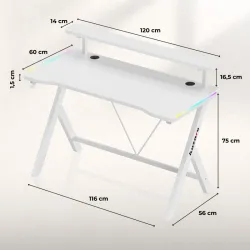 Hero 1.9 RGB Gaming Desk White 120 cm – view 10