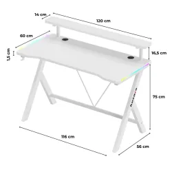 Hero 1.9 RGB Gaming Desk White 120 cm – view 11
