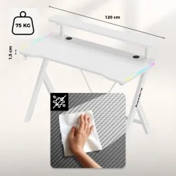 Hero 1.9 RGB Gaming Desk White 120 cm – view 12