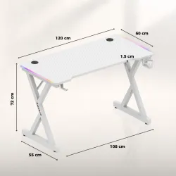 Hero 2.3 RGB White Gaming Desk 120 cm – view 9