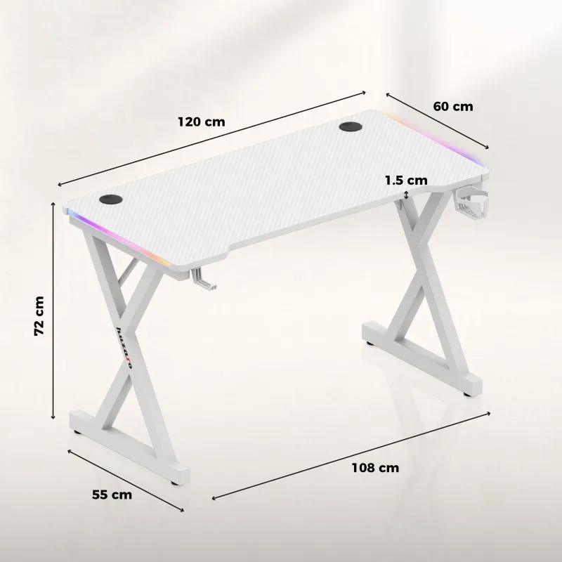Hero 2.3 RGB White Gaming Desk 120 cm – view 9