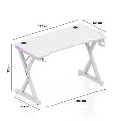 Hero 2.3 RGB White Gaming Desk 120 cm – view 10