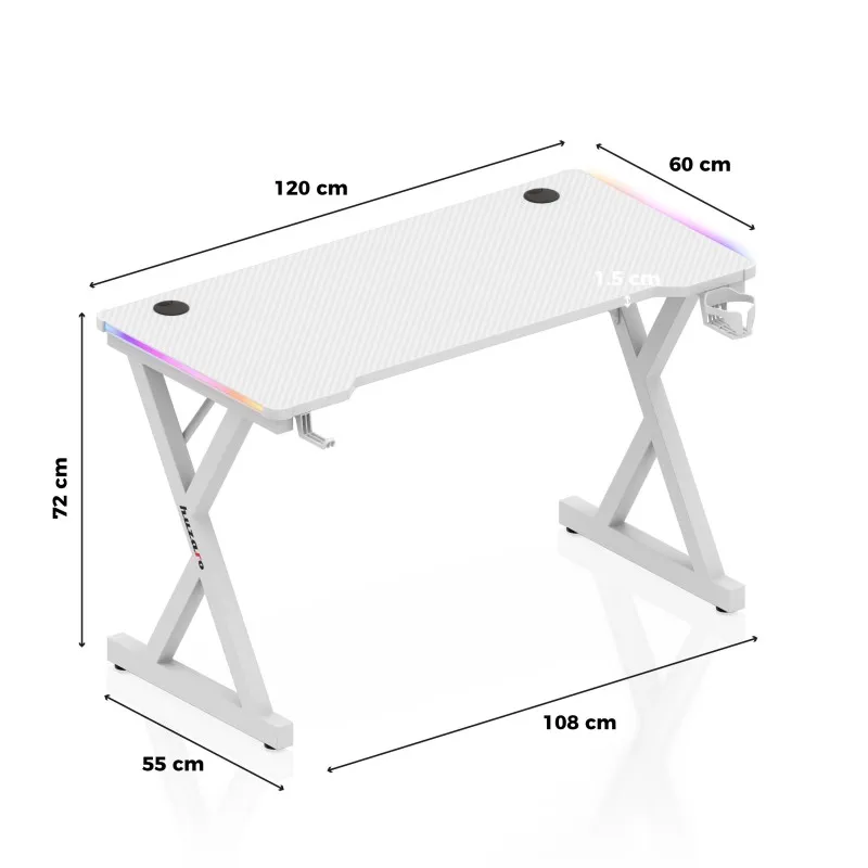 Hero 2.3 RGB White Gaming Desk 120 cm – view 10