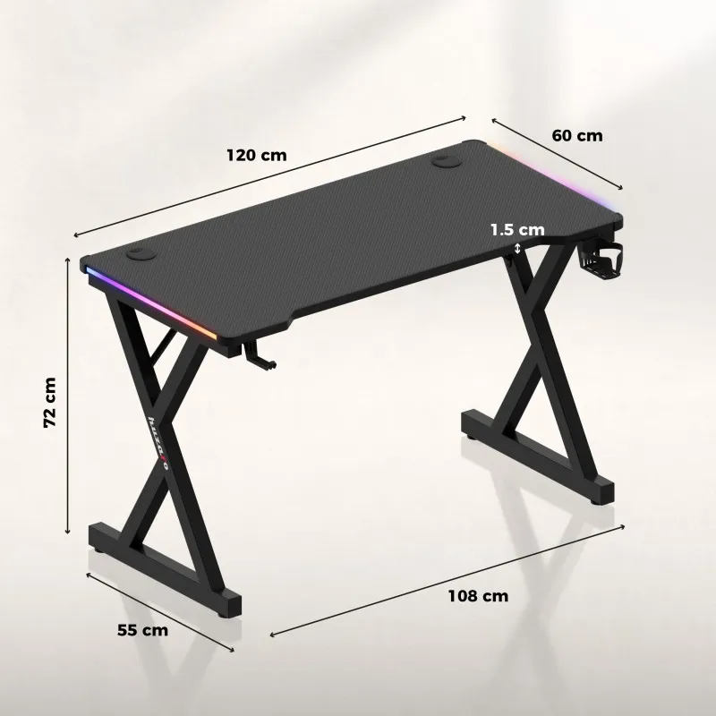 Hero 2.3 RGB Gaming Desk 120 cm with LED Lighting – view 10