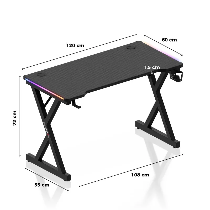 Hero 2.3 RGB Gaming Desk 120 cm with LED Lighting – view 11