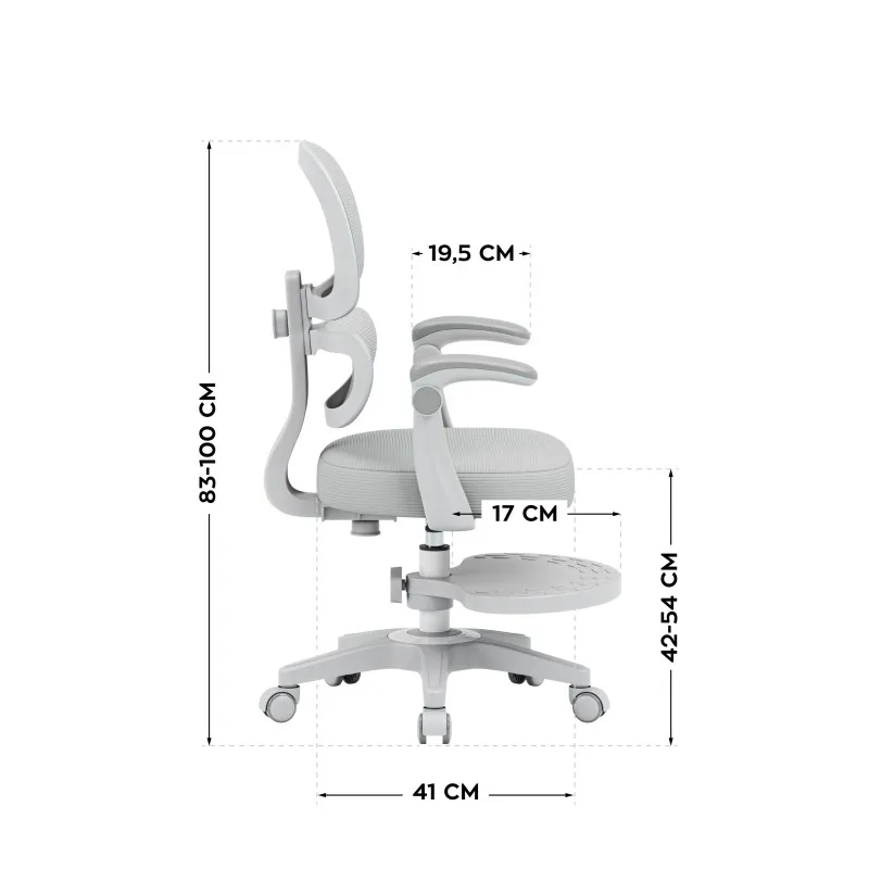 Junior 4.4 Grey Ergonomic Office Chair for Kids – view 3