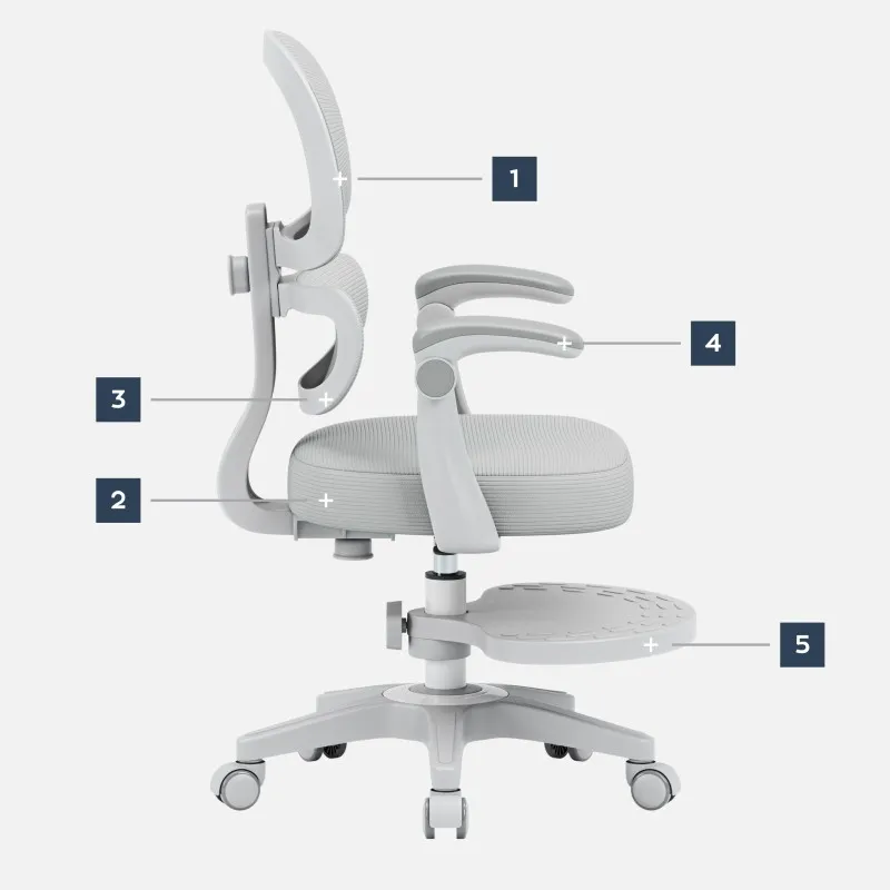 Junior 4.4 Grey Ergonomic Office Chair for Kids – view 12