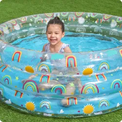 Inflatable pool with fruit pattern, perfect for garden fun