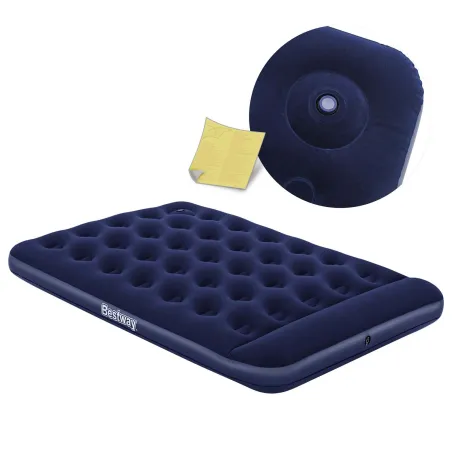 Inflatable airbed 191x137x28 cm with built-in foot pump, perfect for comfortable sleeping