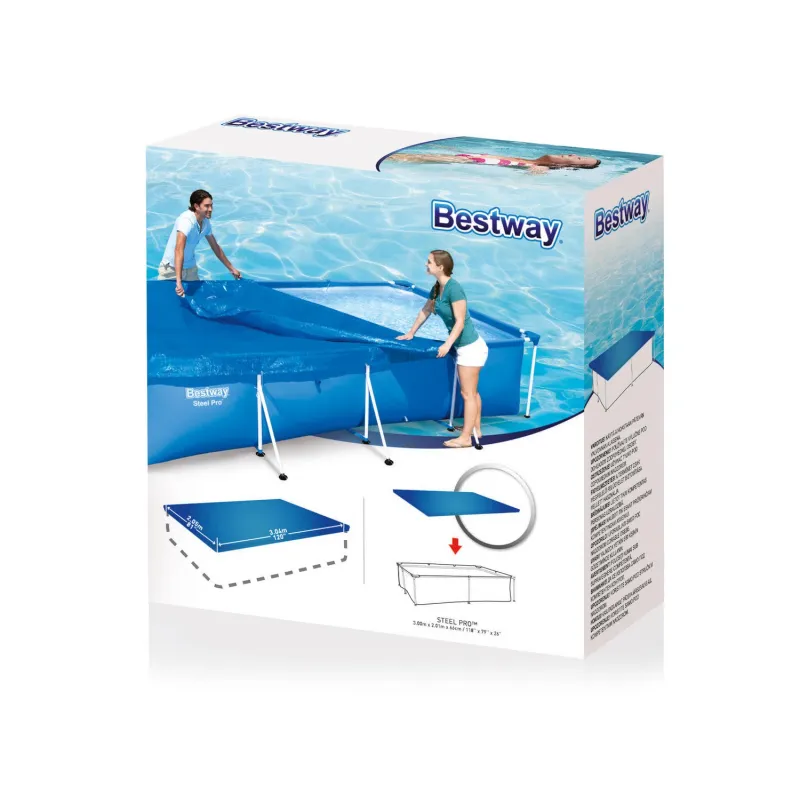 Protective pool cover for frame pool 300 x 201 cm, keeps debris out