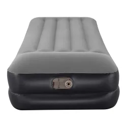 Comfortable blue inflatable airbed, perfect for outdoor use in the garden