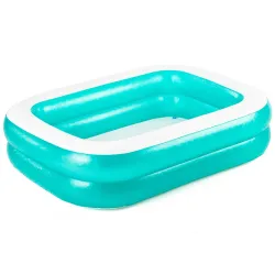 Blue inflatable pool, perfect for garden fun with family